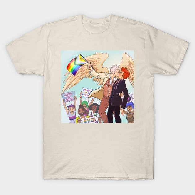 Good Omens Pride T-Shirt by inhonoredglory